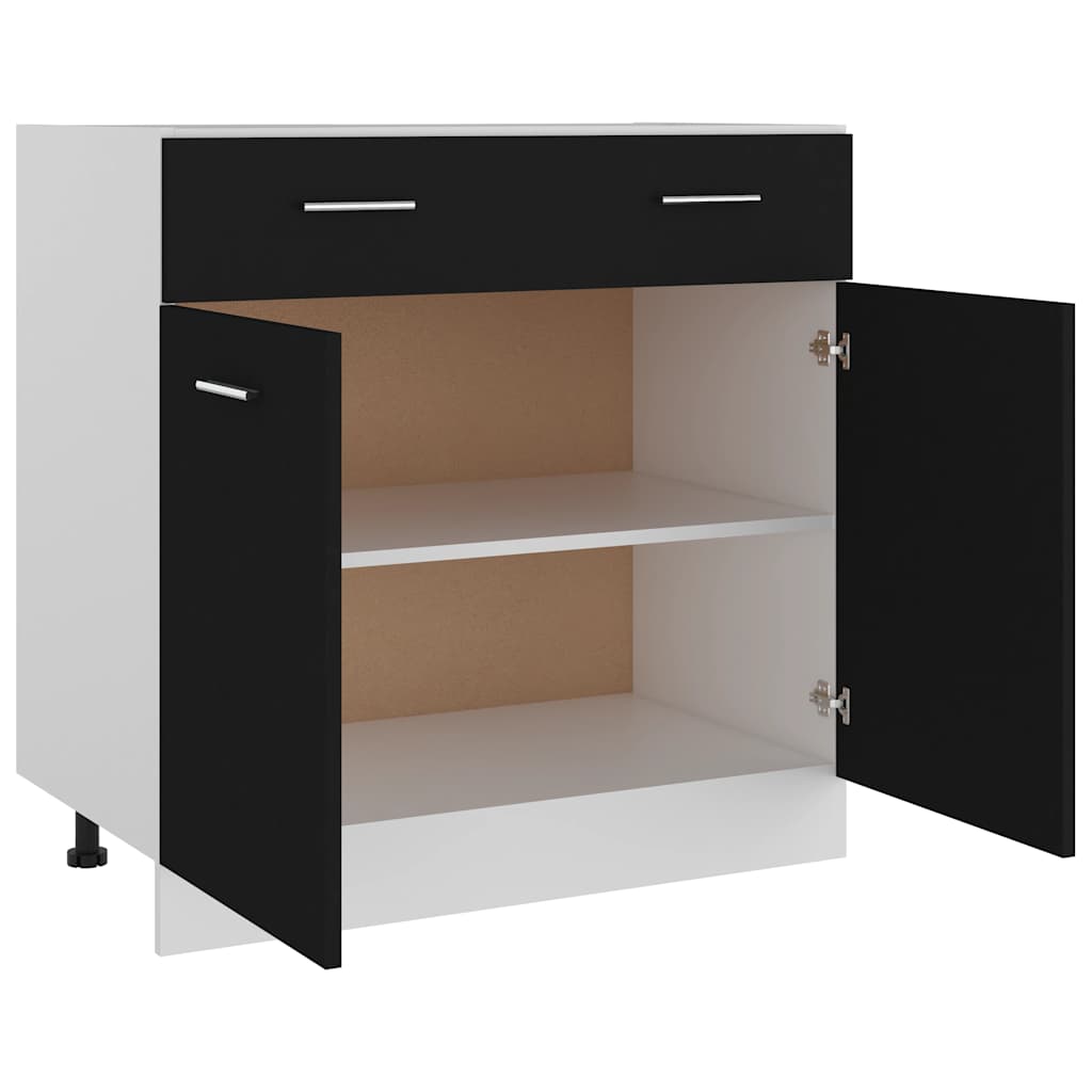 Schubunterschrank Lyon Schwarz 80x46x81,5 cm Holzwerkstoff