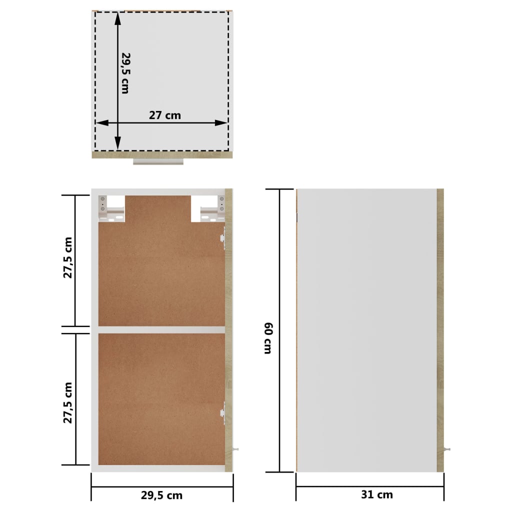 Hängeschrank Sonoma-Eiche 29,5x31x60 cm Holzwerkstoff