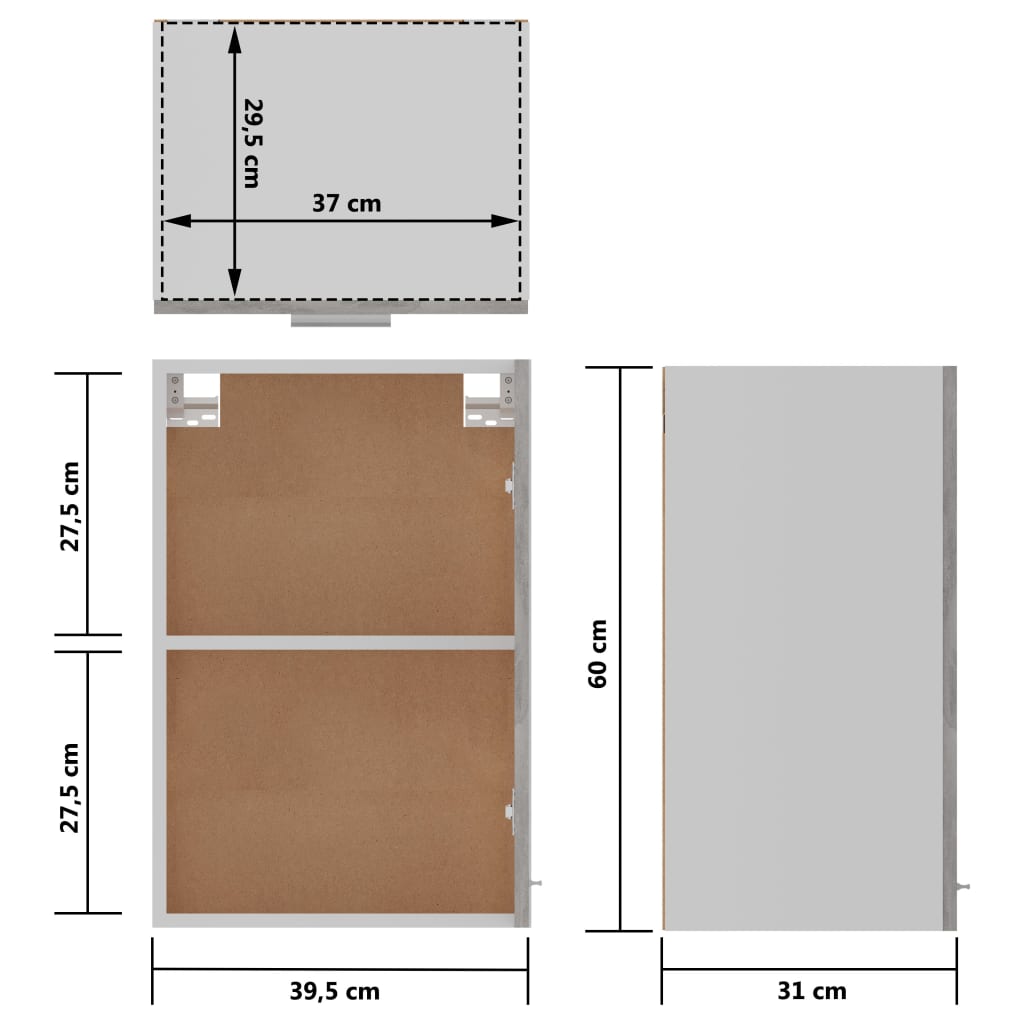 Hängeschrank Lyon Betongrau 39,5x31x60 cm Holzwerkstoff