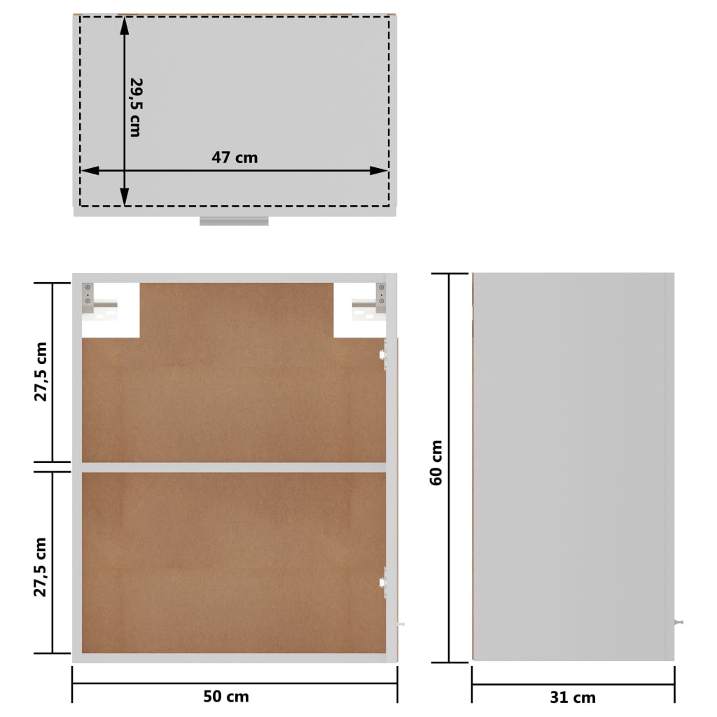 Hängeschrank Lyon Weiß 50x31x60 cm Holzwerkstoff