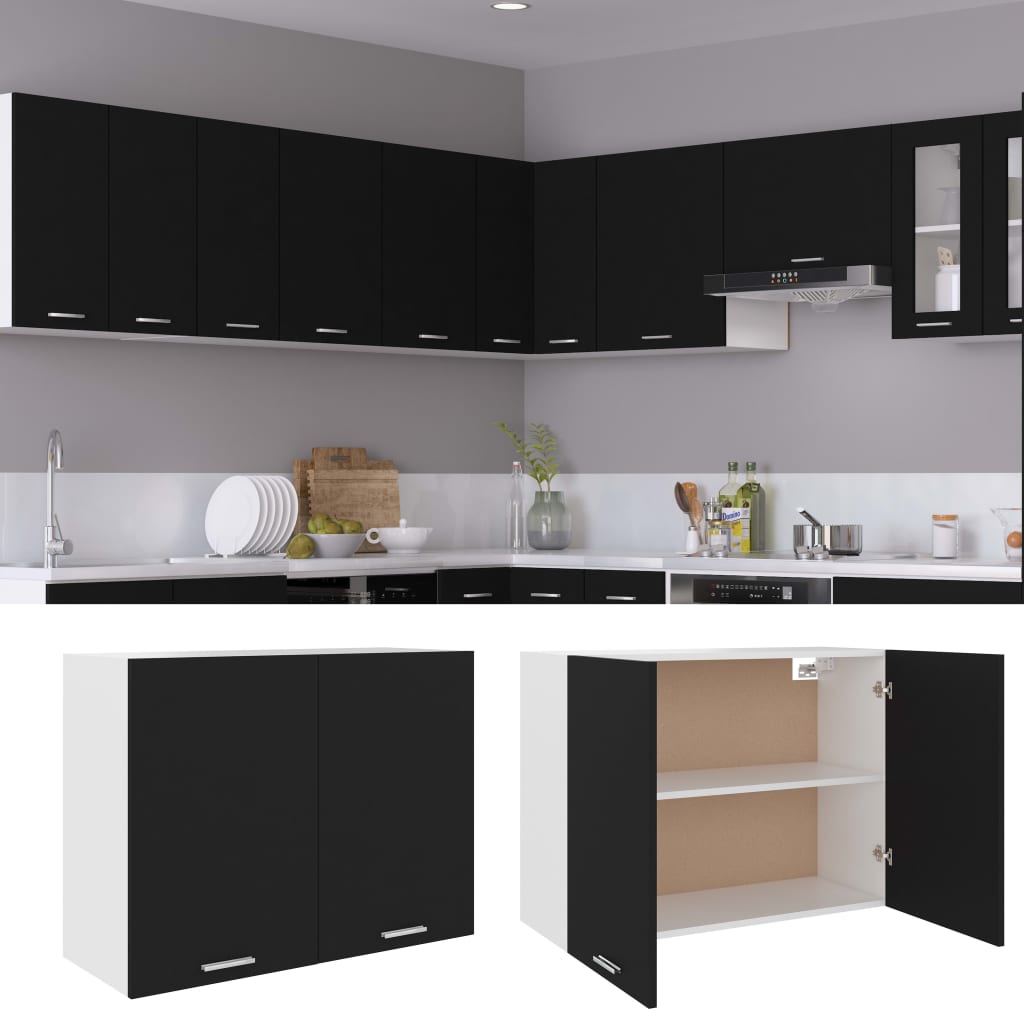 Hängeschrank Lyon Schwarz 80x31x60 cm Holzwerkstoff