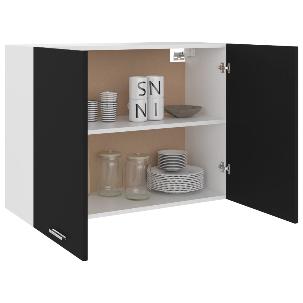 Hängeschrank Lyon Schwarz 80x31x60 cm Holzwerkstoff