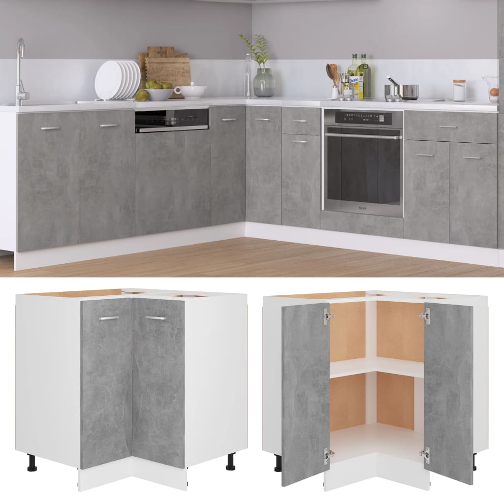 Eckunterschrank Lyon Betongrau 75,5x75,5x81,5 cm Holzwerkstoff