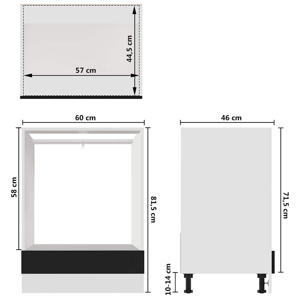 Herdumbauschrank Lyon Schwarz 60x46x81,5 cm Holzwerkstoff