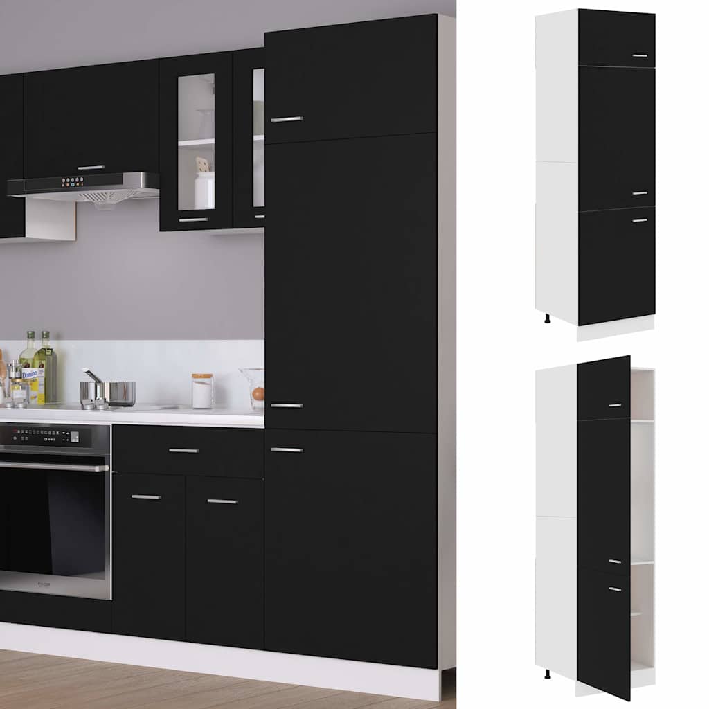 Kühlumbauschrank Lyon Schwarz 60x57x207 cm Holzwerkstoff