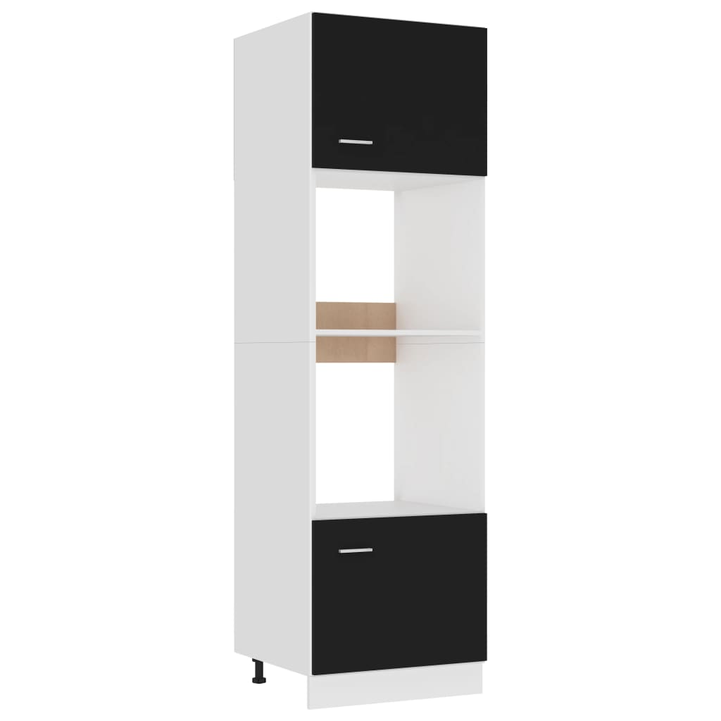 Mikrowellenumbauschrank Lyon Schwarz 60x57x207 cm Holzwerkstoff