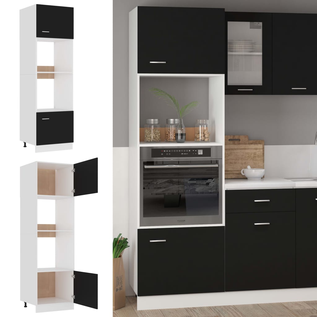 Mikrowellenumbauschrank Lyon Schwarz 60x57x207 cm Holzwerkstoff