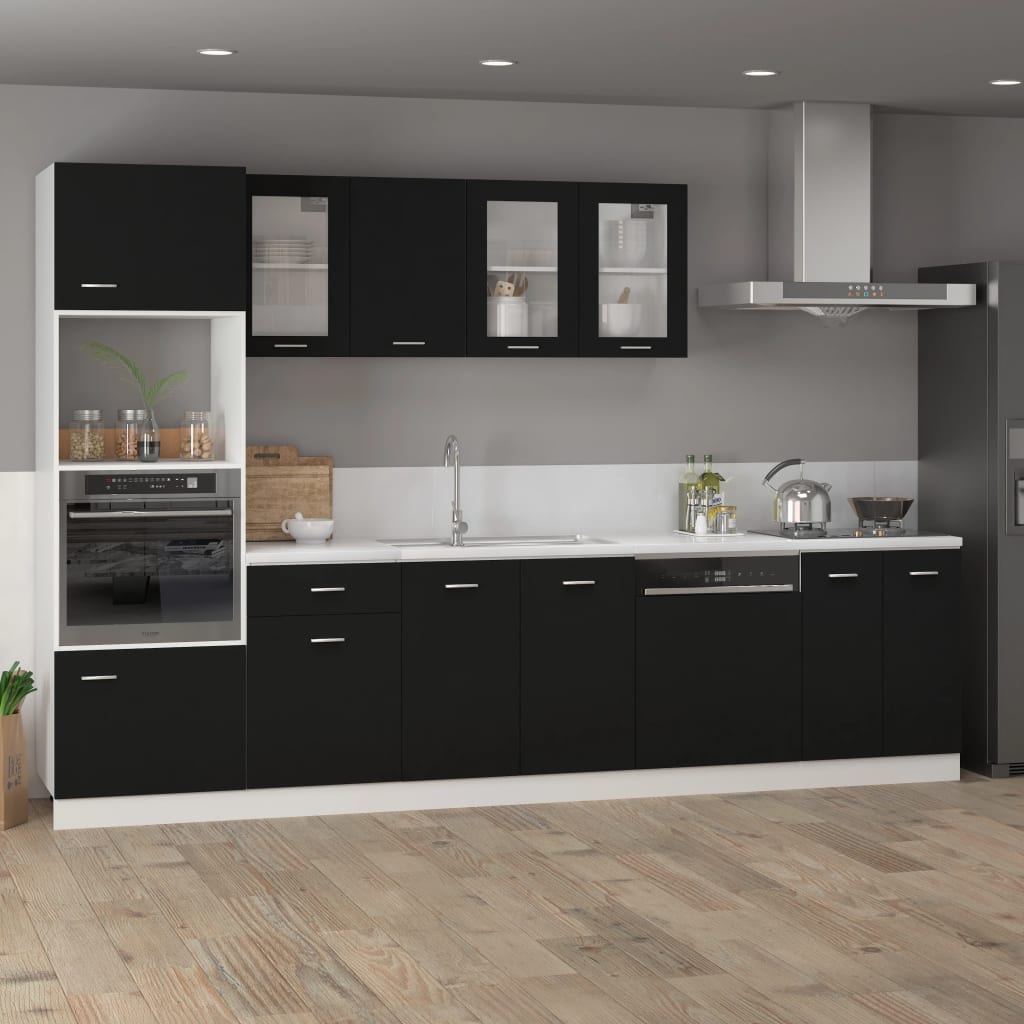 Mikrowellenumbauschrank Lyon Schwarz 60x57x207 cm Holzwerkstoff