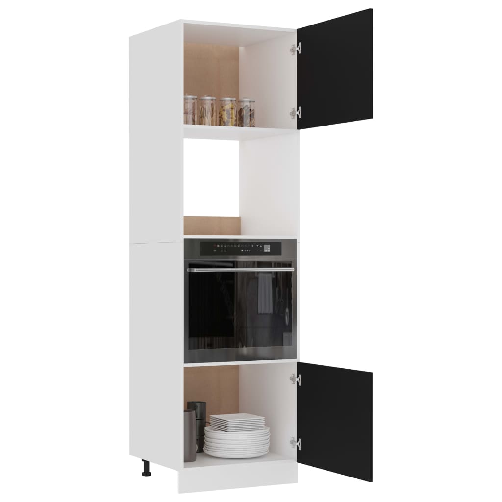 Mikrowellenumbauschrank Lyon Schwarz 60x57x207 cm Holzwerkstoff