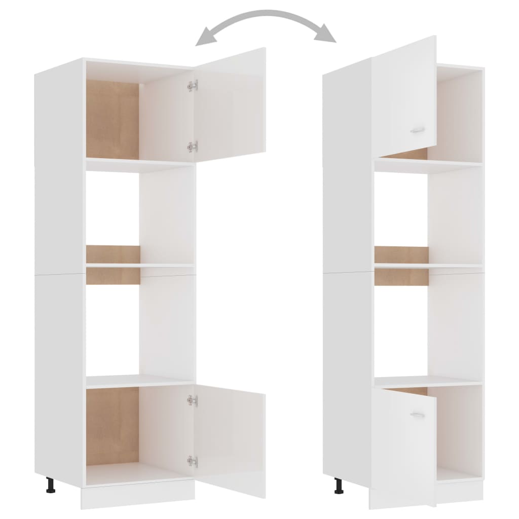 Mikrowellenumbauschrank Lyon Hochglanz-Weiß 60x57x207 cm