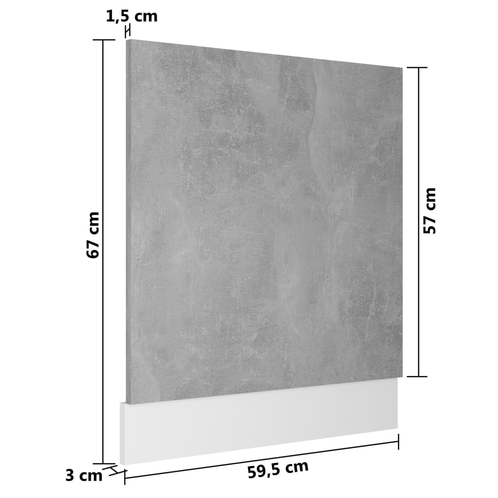 Geschirrspülerblende Lyon Betongrau 59,5x3x67 cm Holzwerkstoff