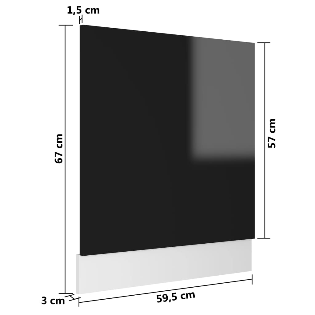 Geschirrspülerblende Hochglanz-Schwarz 59,5x3x67 cm