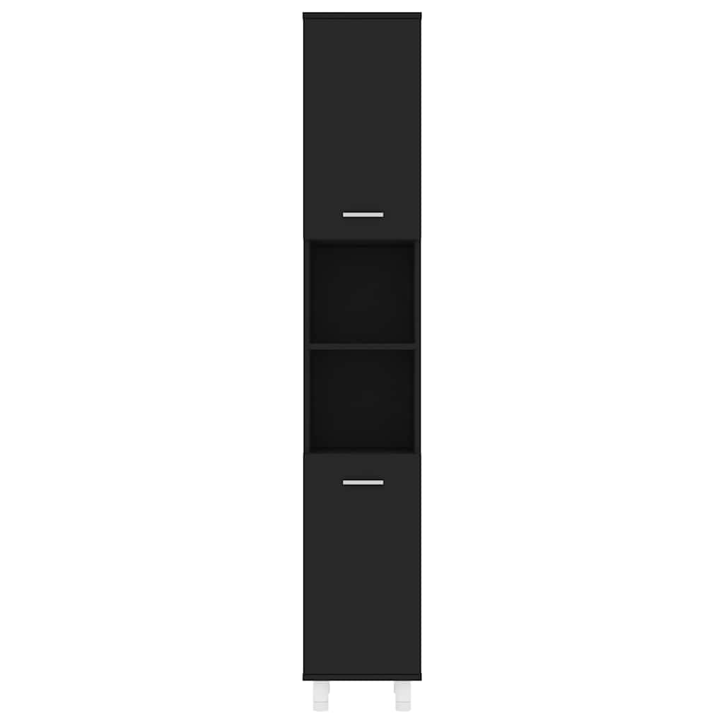 Badezimmerschrank Schwarz 30x30x179 cm Holzwerkstoff