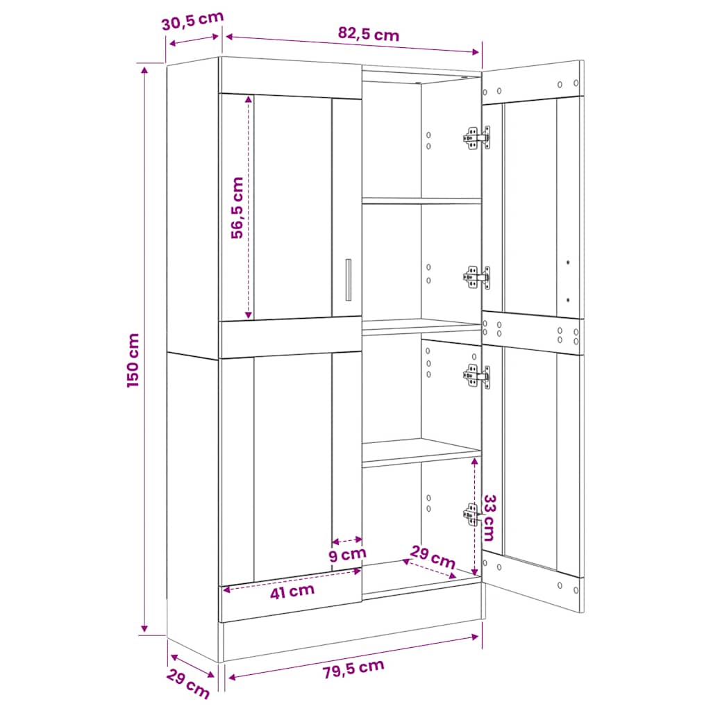 Bücherschrank Weiß 82,5x30,5x150 cm Holzwerkstoff
