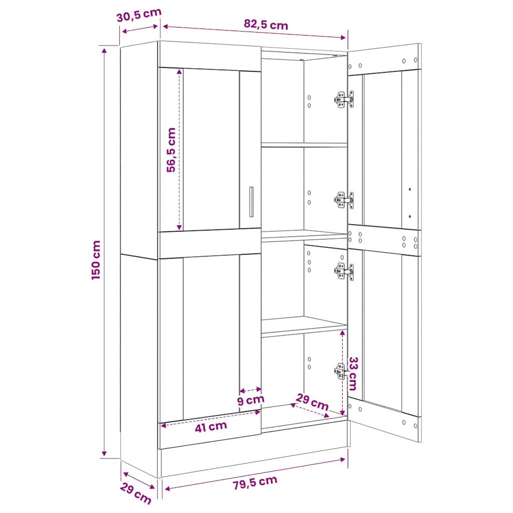 Bücherschrank Hochglanz-Weiß 82,5x30,5x150 cm Holzwerkstoff