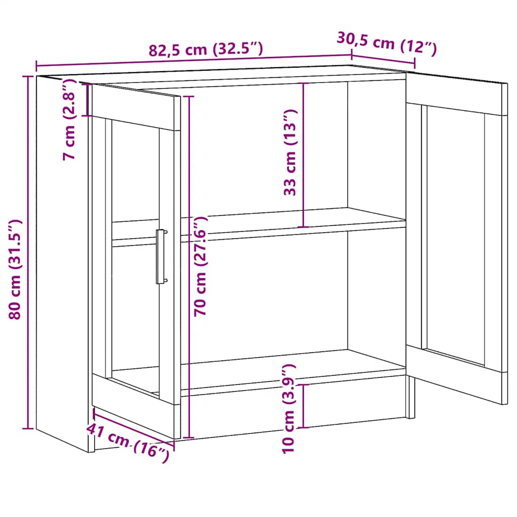 Vitrinenschrank Schwarz 82,5x30,5x80 cm Holzwerkstoff