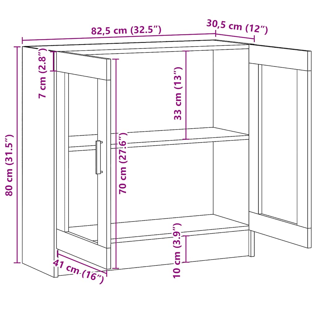 Vitrinenschrank Betongrau 82,5x30,5x80 cm Holzwerkstoff