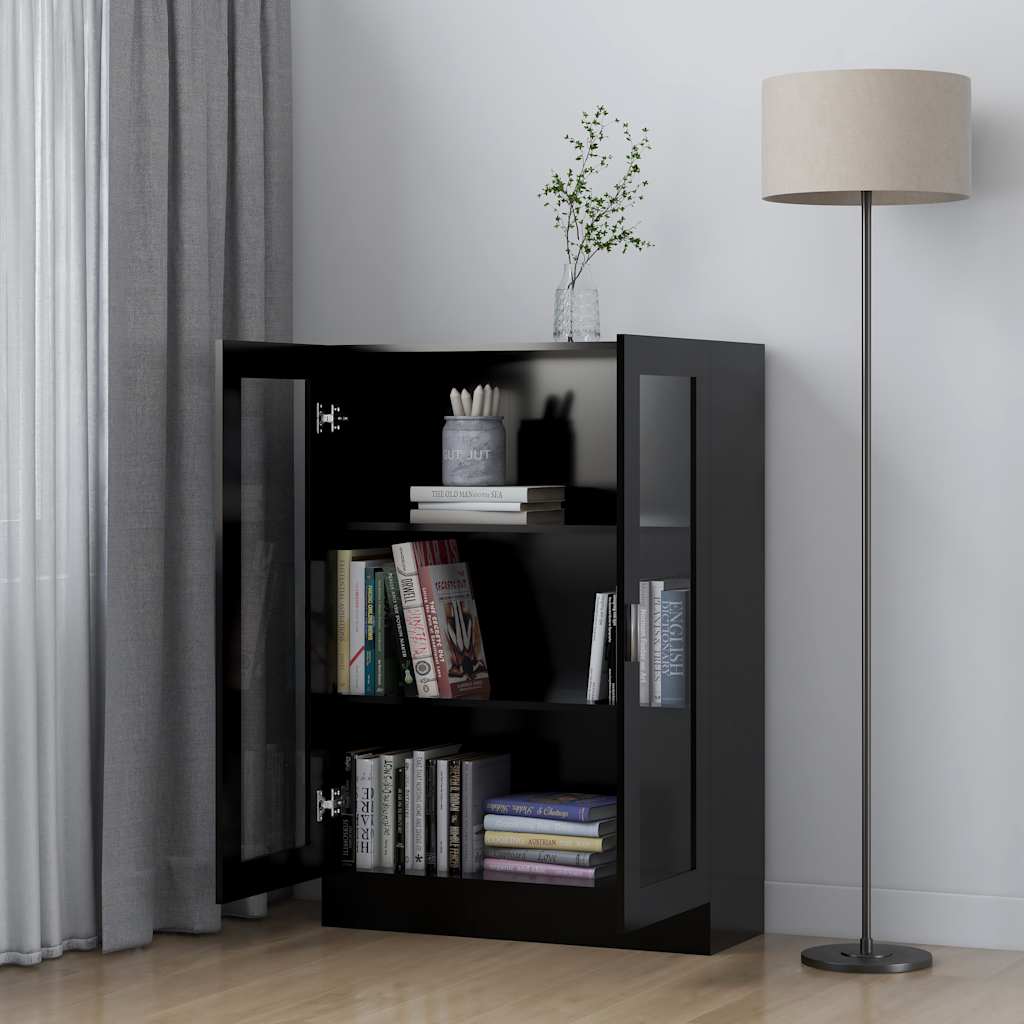 Vitrinenschrank Schwarz 82,5x30,5x115 cm Holzwerkstoff