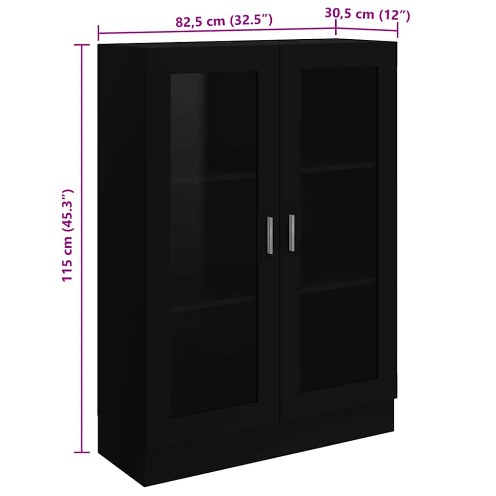 Vitrinenschrank Schwarz 82,5x30,5x115 cm Holzwerkstoff