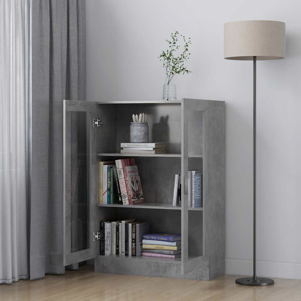 Vitrinenschrank Betongrau 82,5x30,5x115 cm Holzwerkstoff