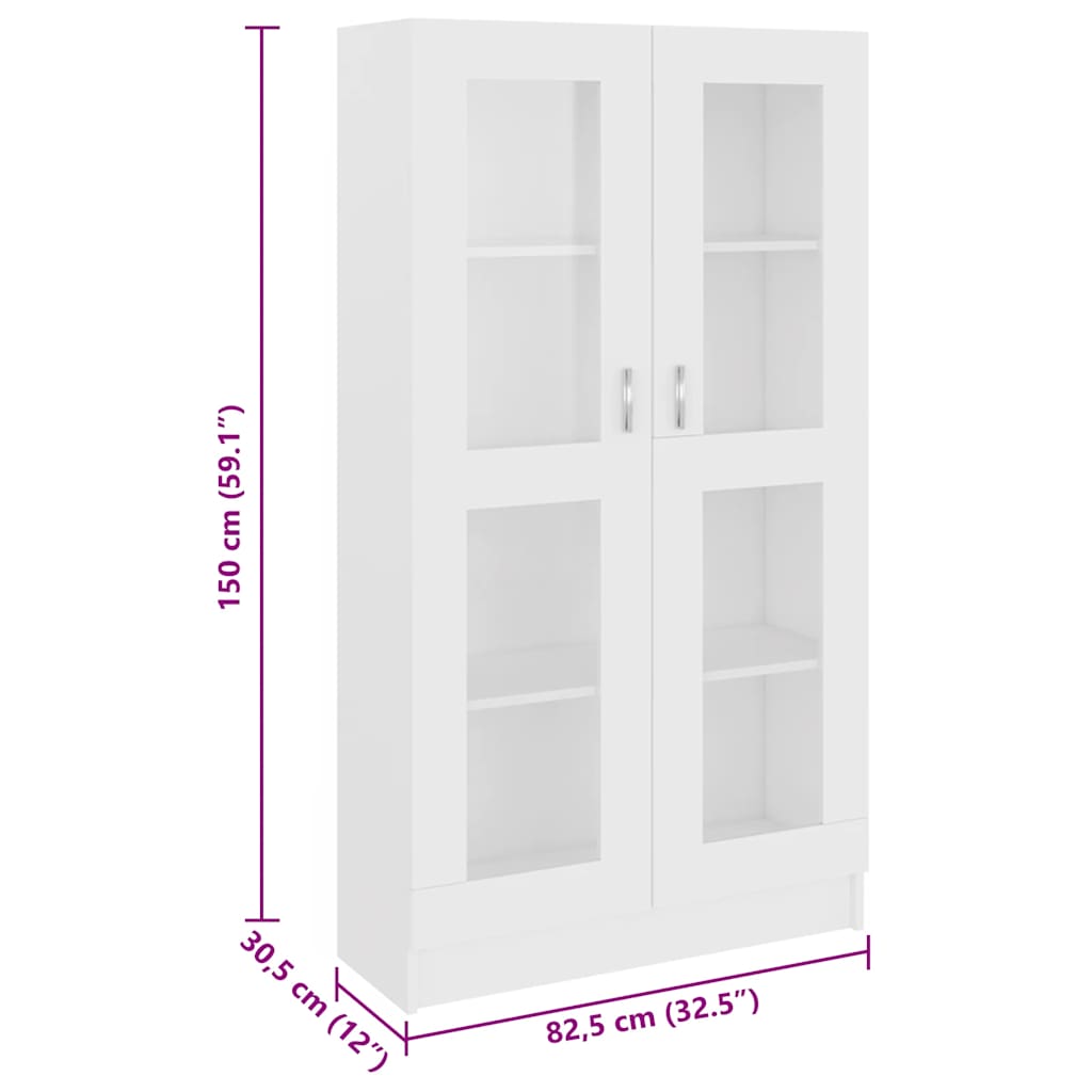 Vitrinenschrank Weiß 82,5x30,5x150 cm Holzwerkstoff