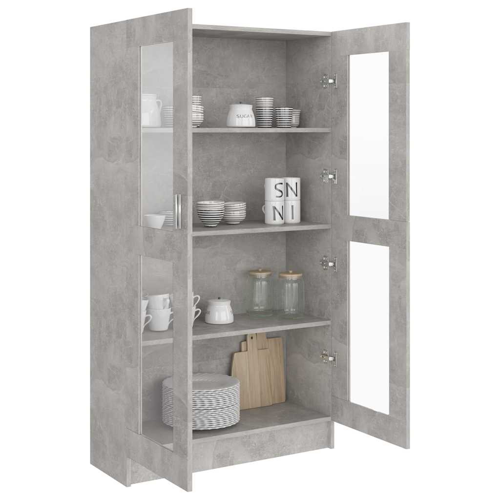 Vitrinenschrank Betongrau 82,5x30,5x150 cm Holzwerkstoff