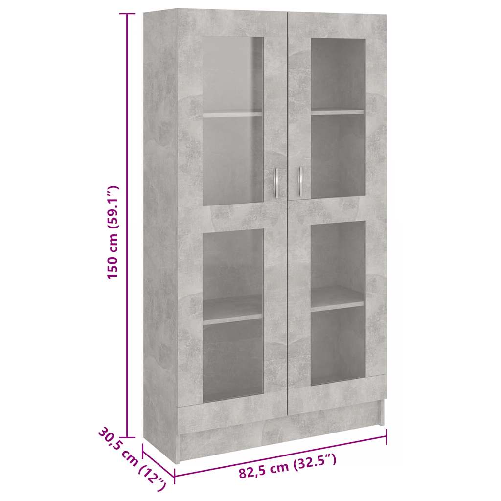 Vitrinenschrank Betongrau 82,5x30,5x150 cm Holzwerkstoff