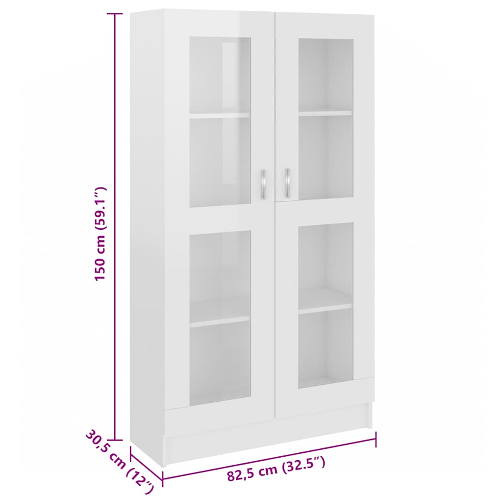 Vitrinenschrank Hochglanz-Weiß 82,5x30,5x150 cm Holzwerkstoff