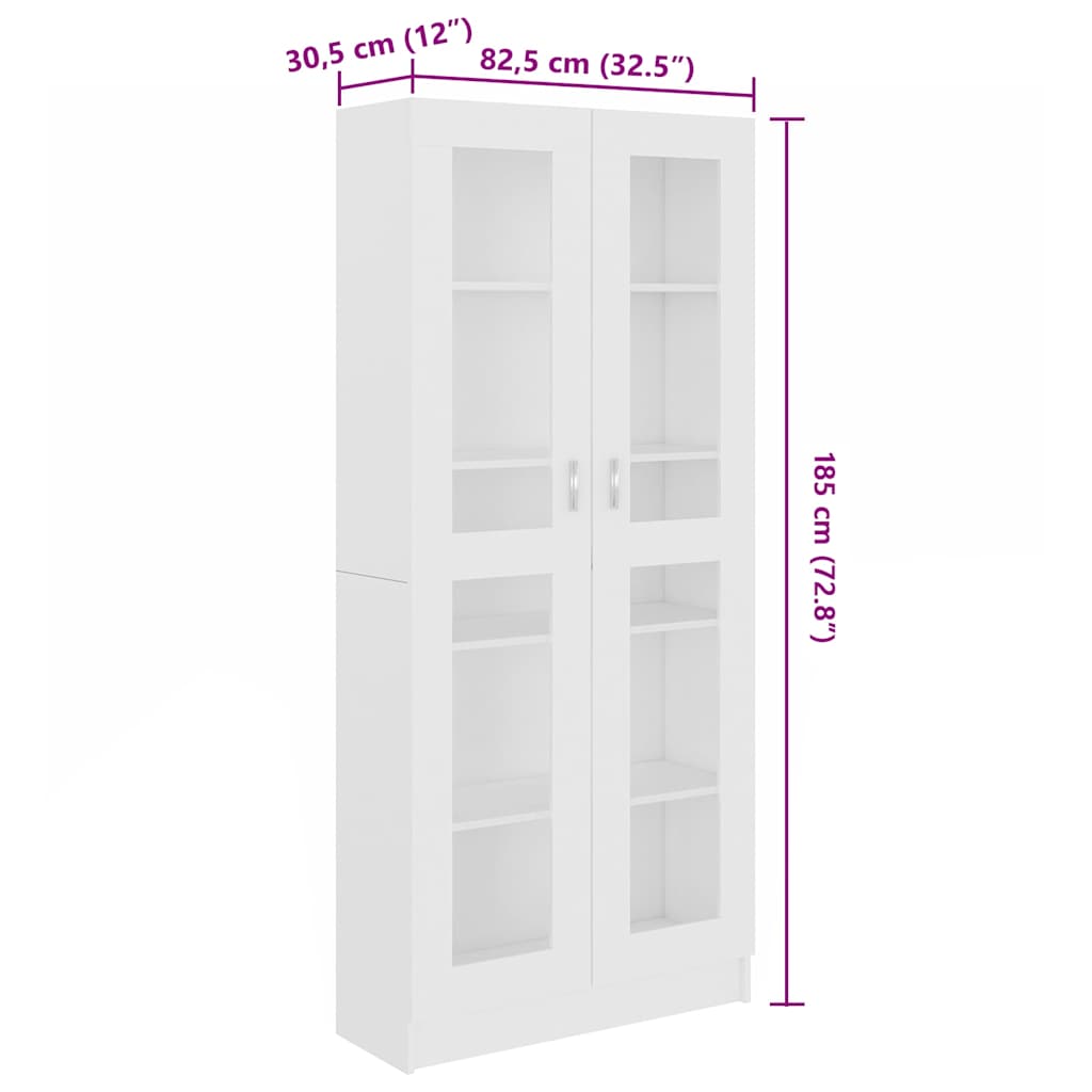 Vitrinenschrank Weiß 82,5x30,5x185 cm Holzwerkstoff