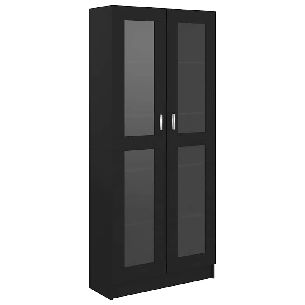 Vitrinenschrank Schwarz 82,5x30,5x185 cm Holzwerkstoff