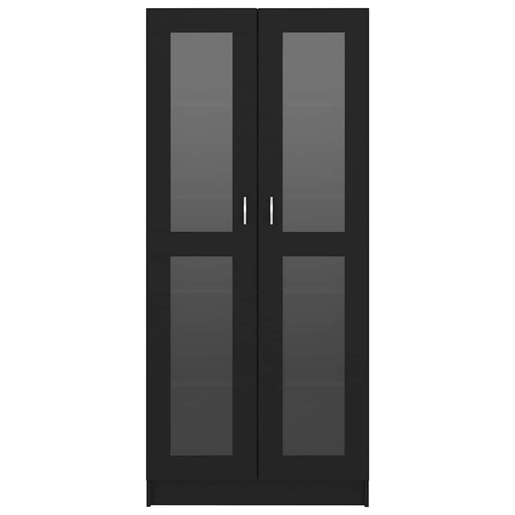 Vitrinenschrank Schwarz 82,5x30,5x185 cm Holzwerkstoff