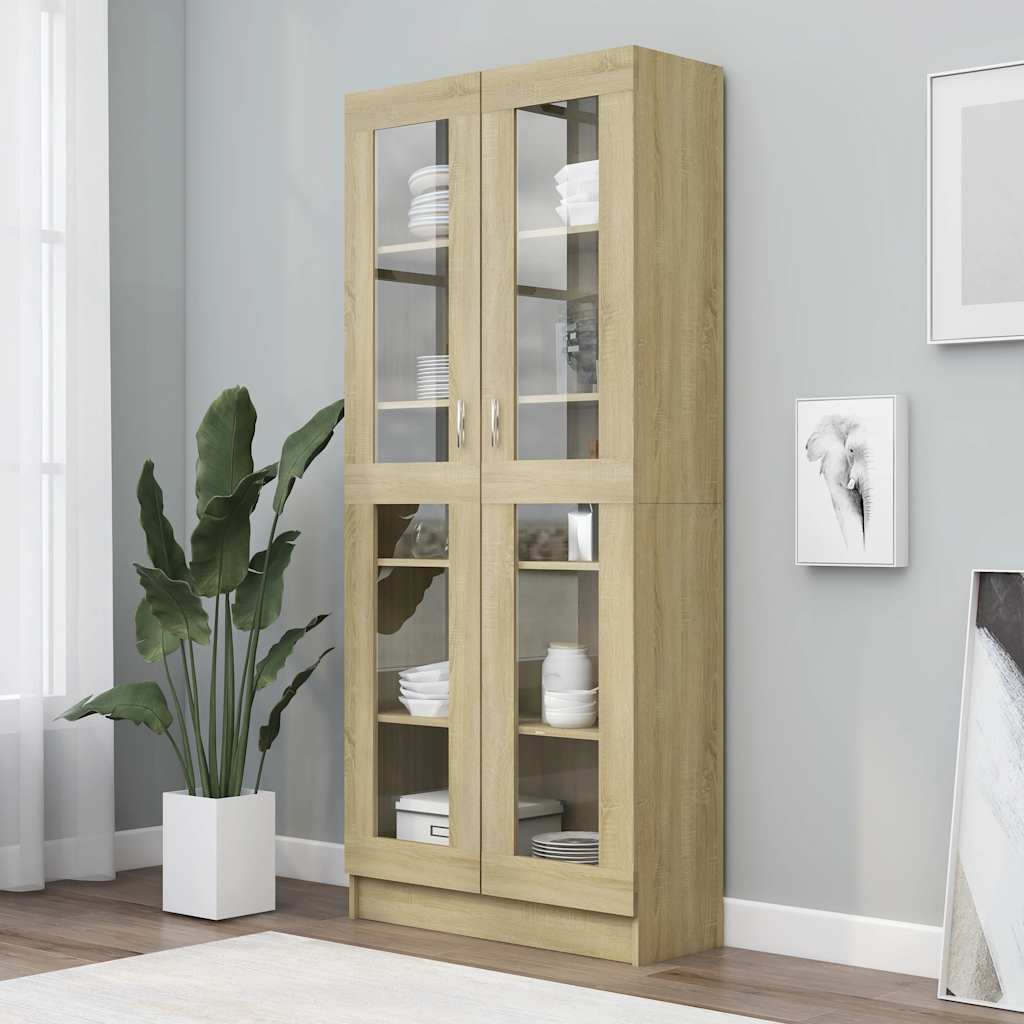 Vitrinenschrank Sonoma-Eiche 82,5x30,5x185 cm Holzwerkstoff