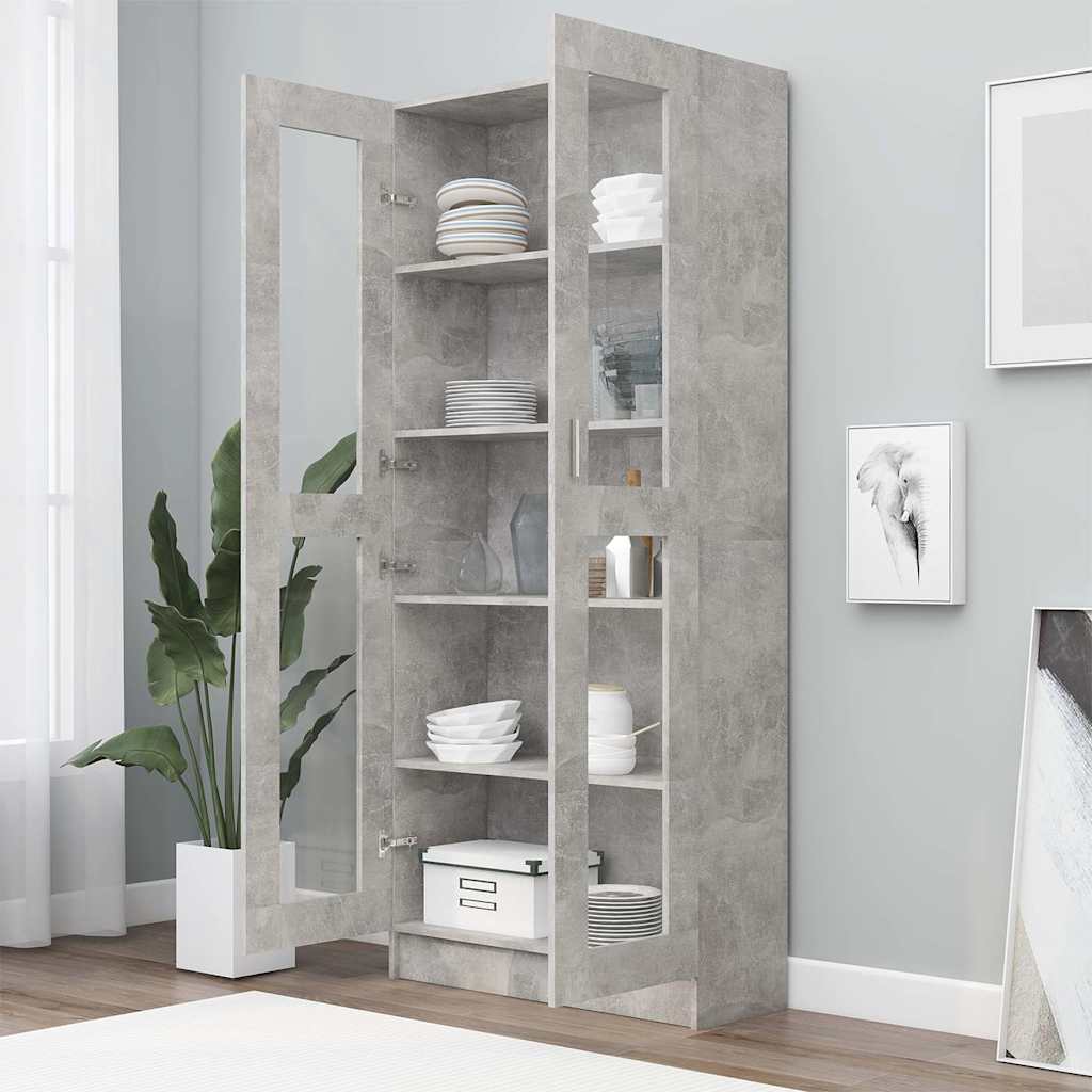 Vitrinenschrank Betongrau 82,5x30,5x185 cm Holzwerkstoff