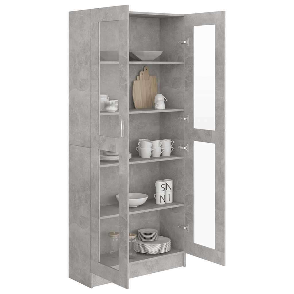 Vitrinenschrank Betongrau 82,5x30,5x185 cm Holzwerkstoff