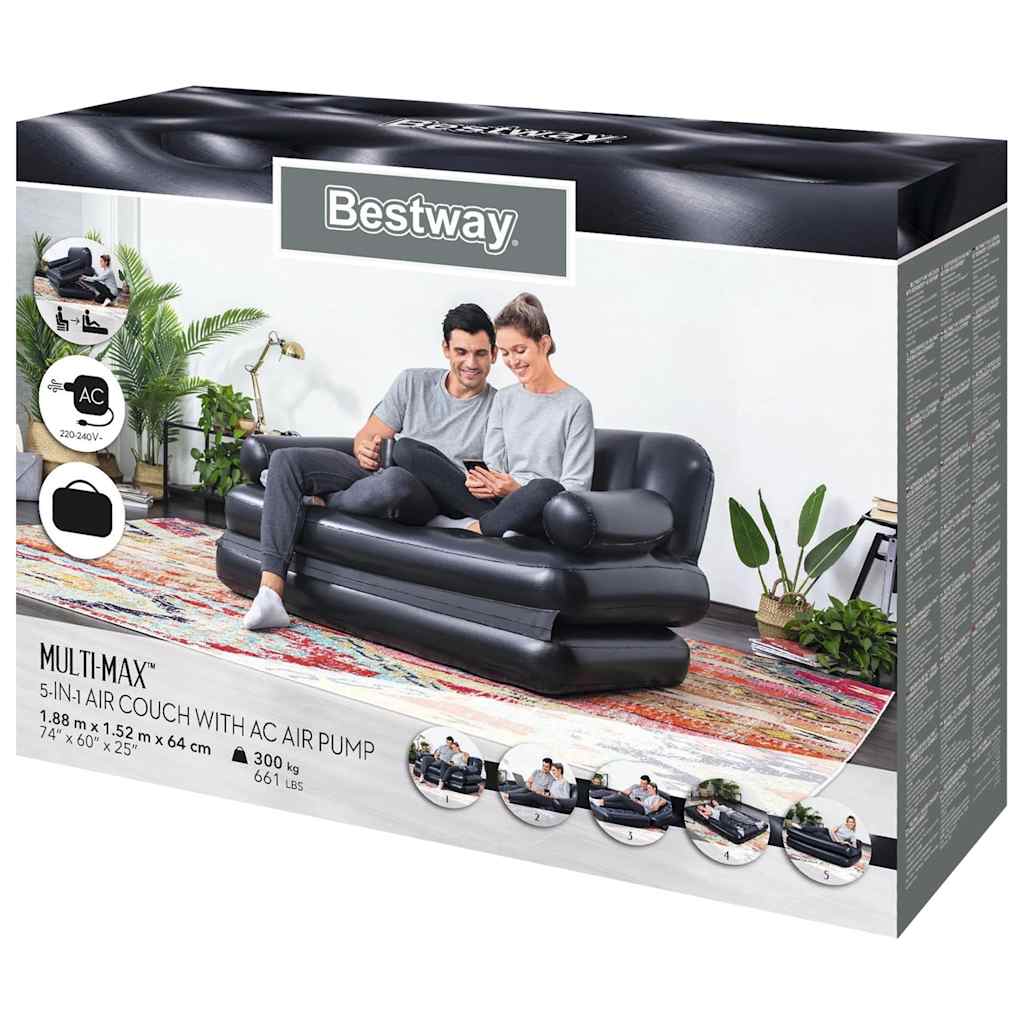 5-in-1 Aufblasbares Schlafsofa für 2 Personen 188x152x64 cm