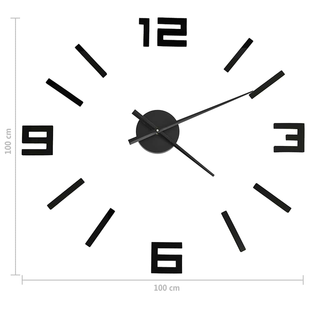 3D-Wanduhr Modernes Design Schwarz 100 cm XXL