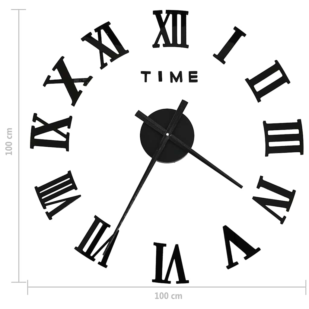 3D-Wanduhr Modernes Design Schwarz 100 cm XXL