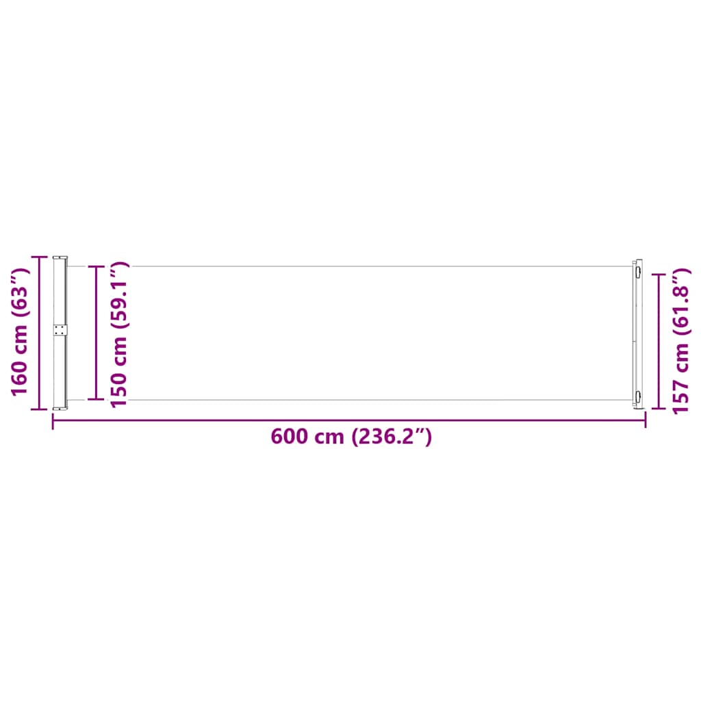 Seitenmarkise Ausziehbar 600x160 cm Creme