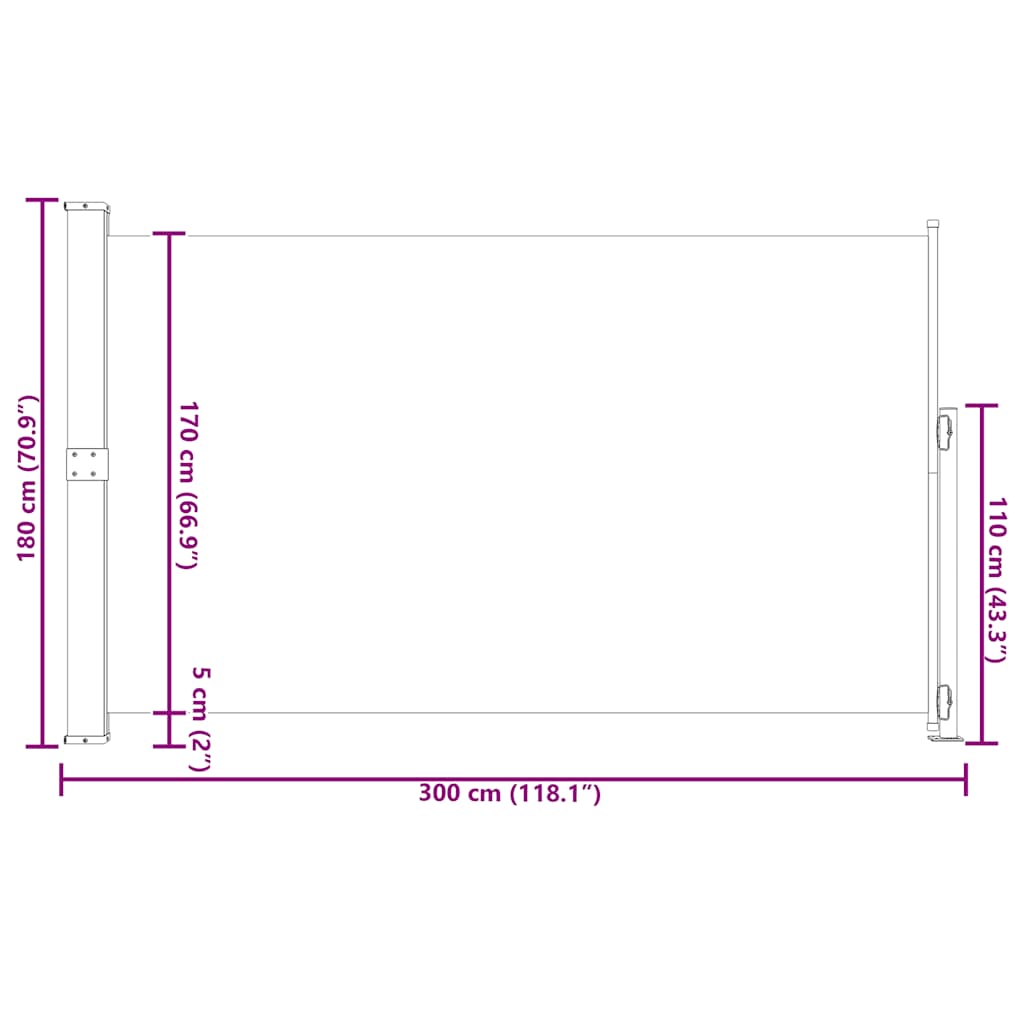 Seitenmarkise Ausziehbar 180x300 cm Creme