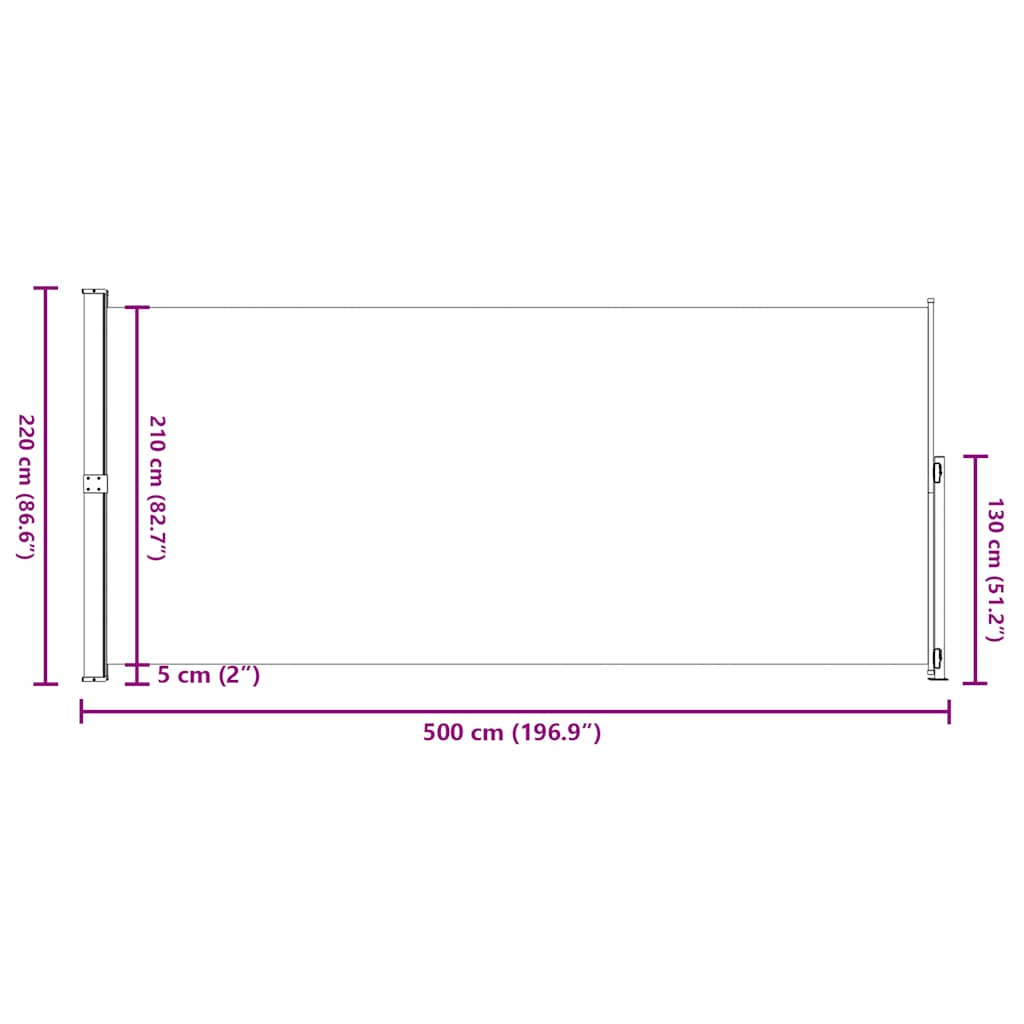 Seitenmarkise Ausziehbar 220x500 cm Braun