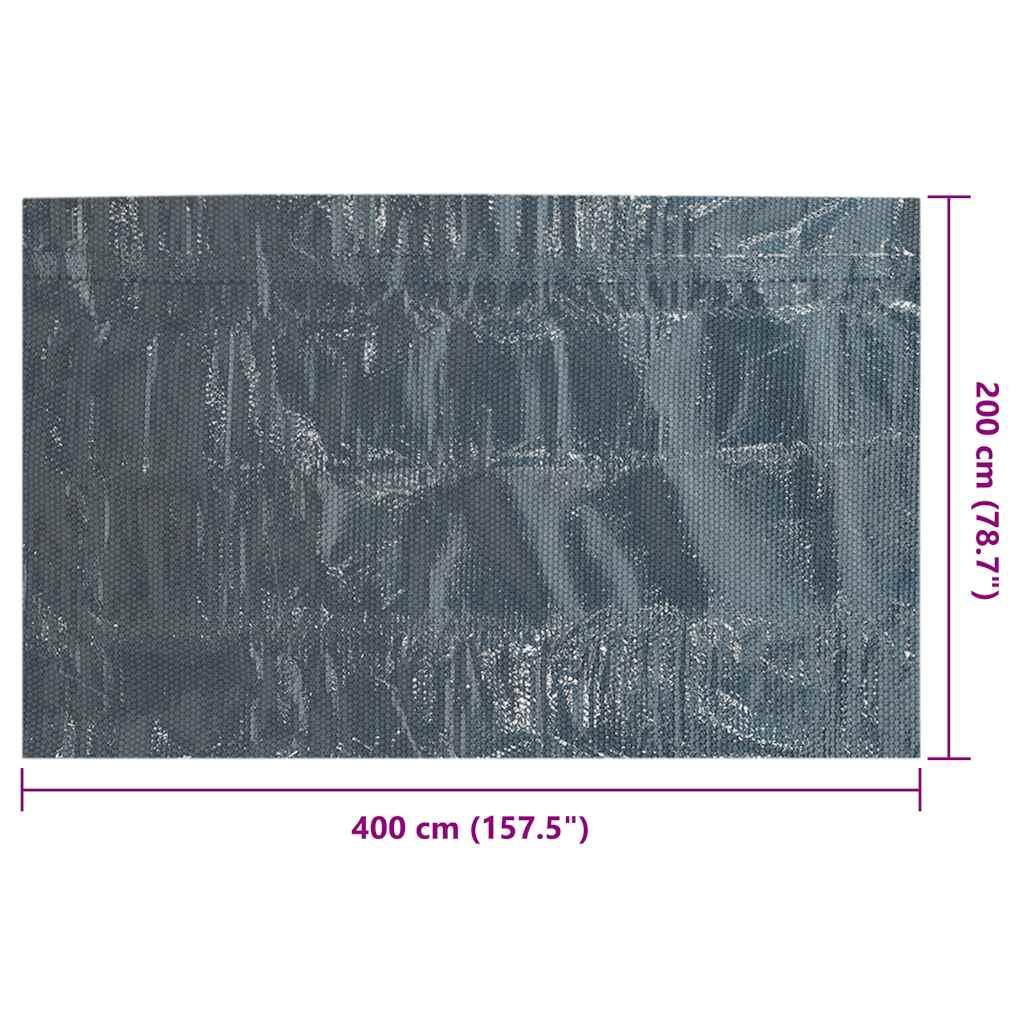 Treibende Pool-Solarplane PE 400x200 cm Schwarz und Blau
