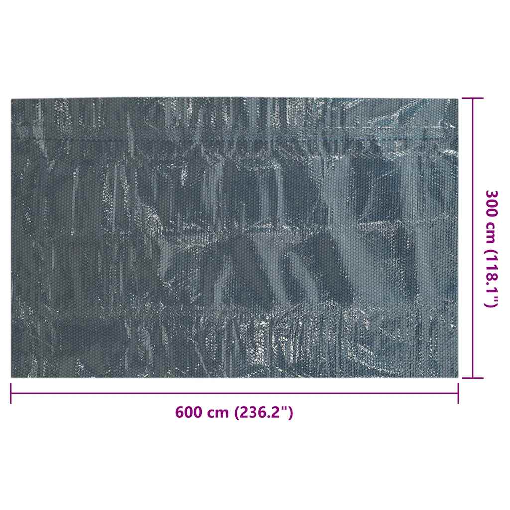 Treibende Pool-Solarplane PE 600x300 cm Schwarz und Blau
