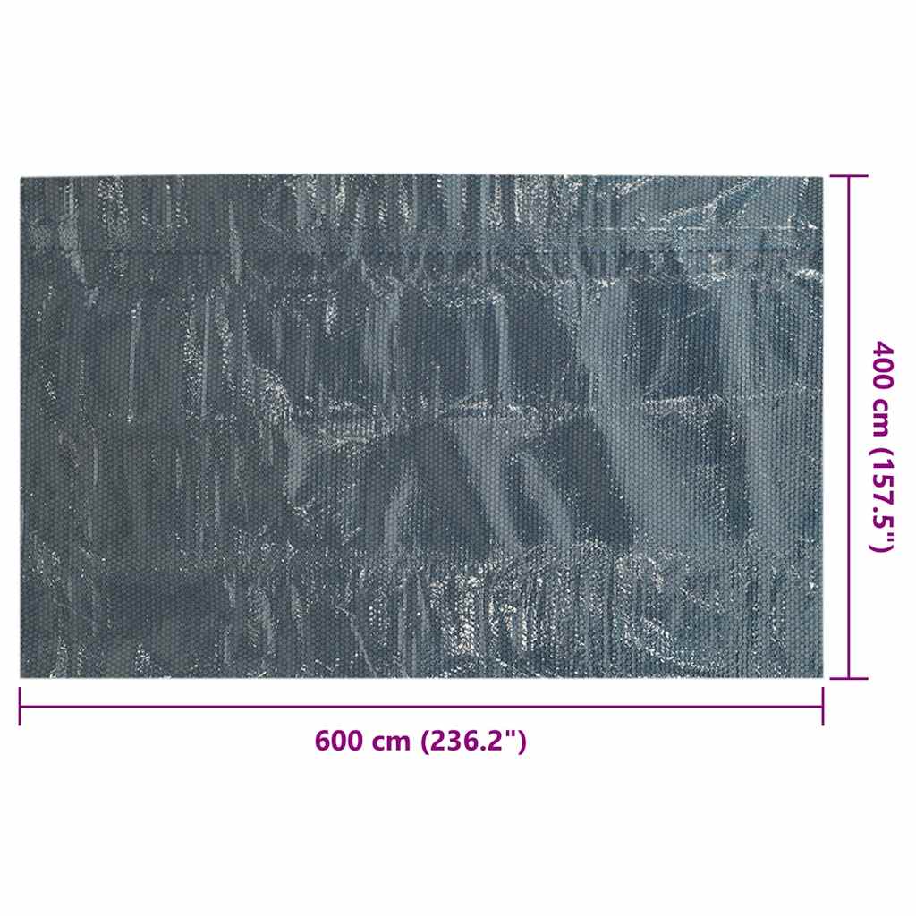 Treibende Pool-Solarplane PE 600x400 cm Schwarz und Blau
