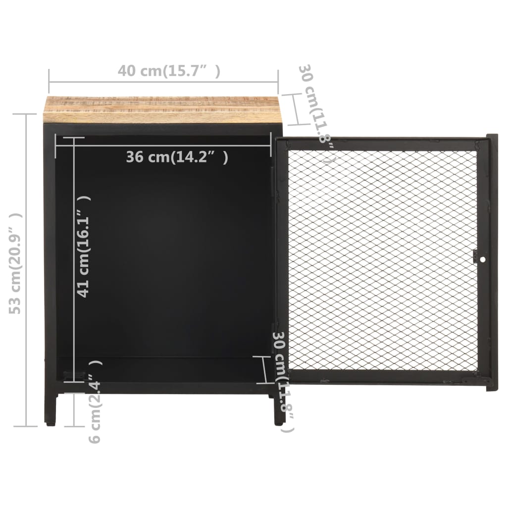 Nachttisch 40x30x53 cm Raues Mango-Massivholz