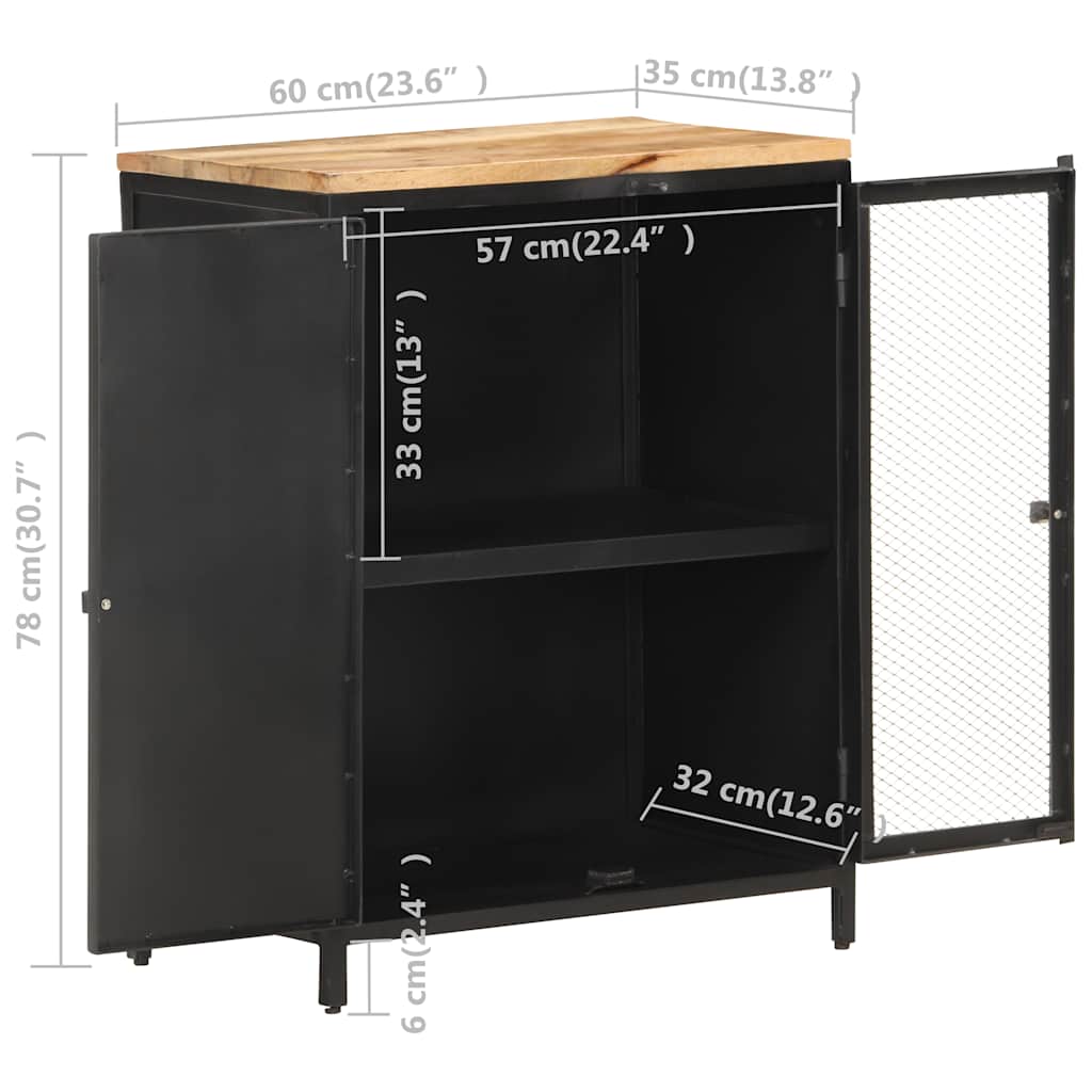 Sideboard 60x35x78 cm Raues Mango-Massivholz
