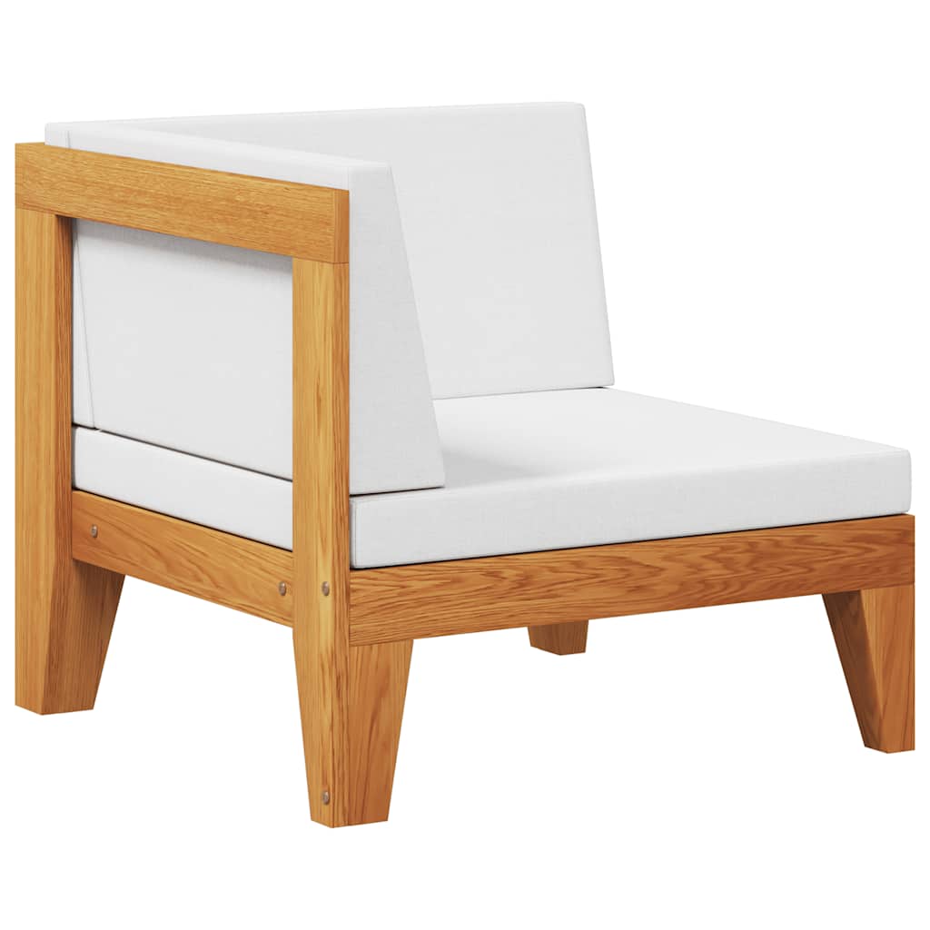 Modular-Ecksofa mit Cremeweißen Kissen Akazie Massivholz