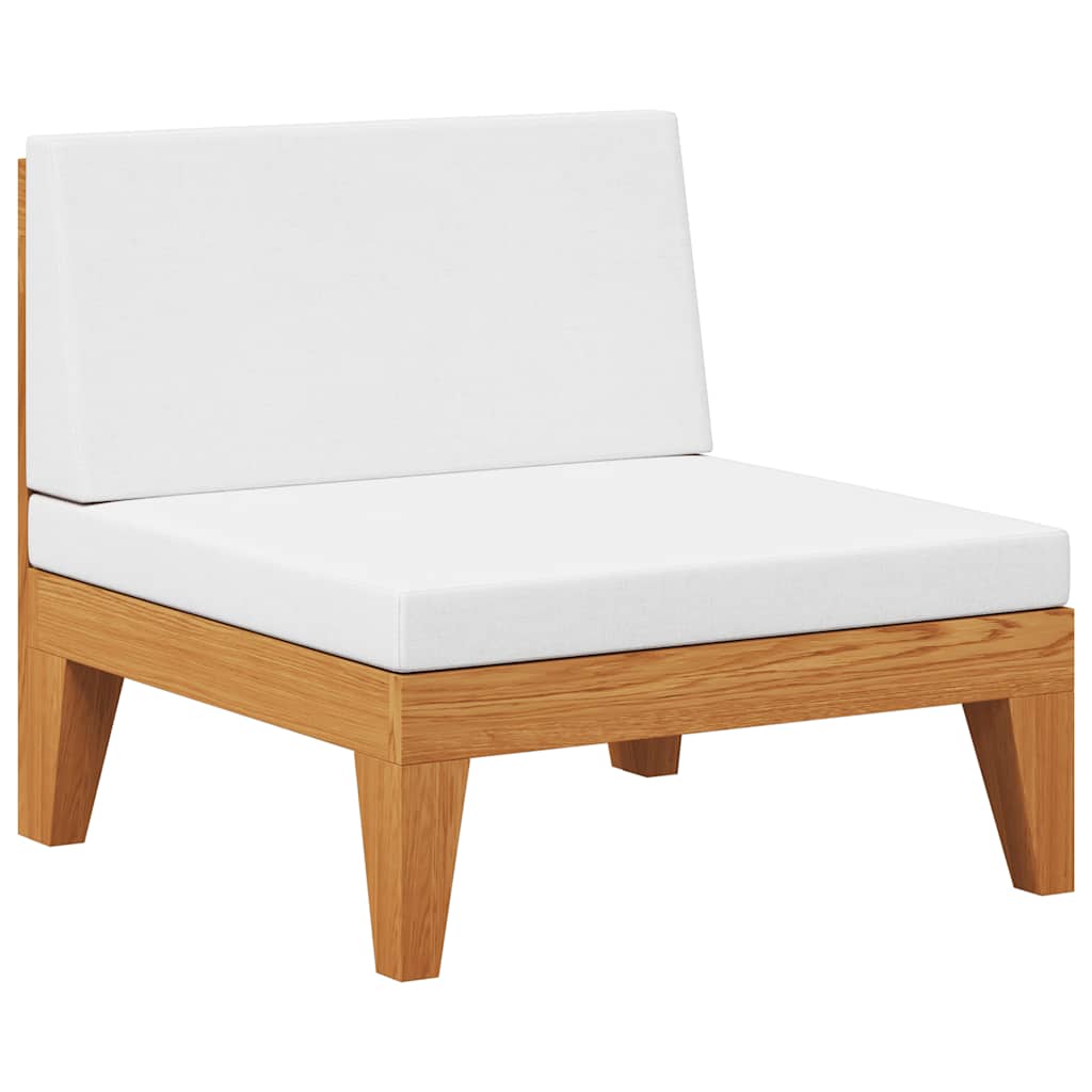 Modular-Mittelsofa mit Cremeweißen Kissen Akazie Massivholz