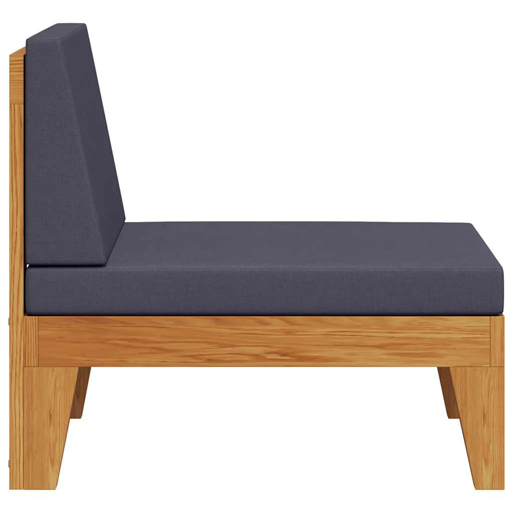 Modular-Mittelsofa mit Dunkelgrauen Kissen Akazie Massivholz