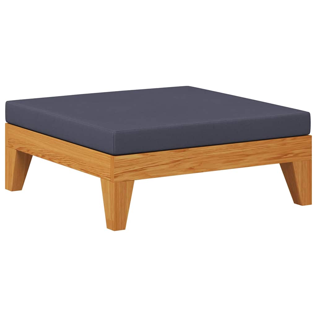 Modular-Fußhocker mit Dunkelgrauem Kissen Akazie Massivholz