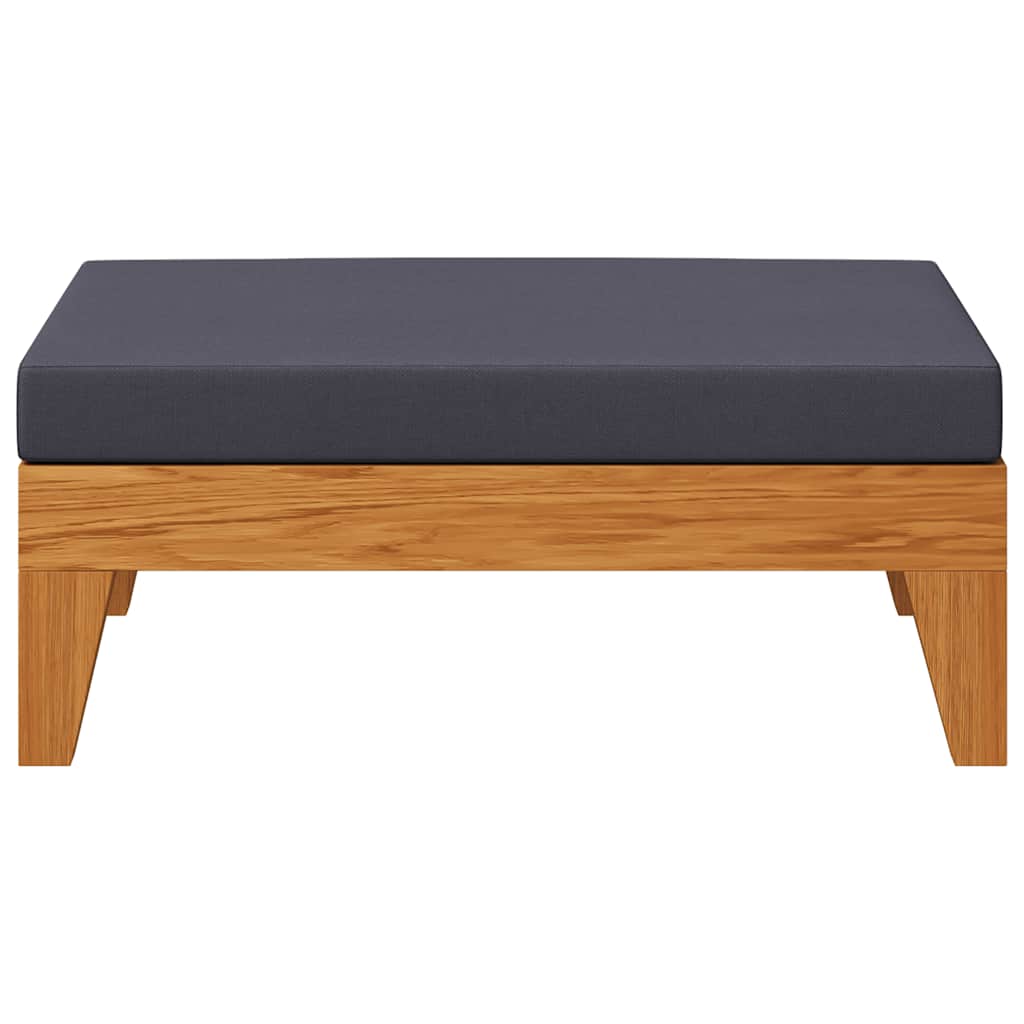 Modular-Fußhocker mit Dunkelgrauem Kissen Akazie Massivholz